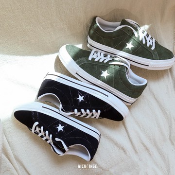 CONVERSE One Star Premium Suede 黑色 軍綠色 麂皮 低筒【171587C】