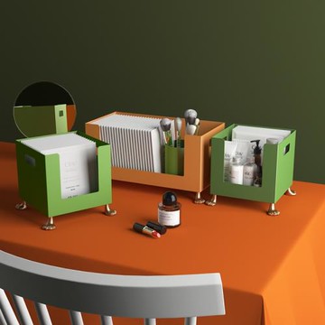 [空之喵喵]北歐創意桌面面膜收納盒梳妝臺化妝品置物架雜物收納筐