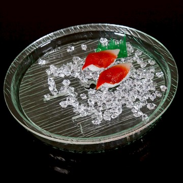 仿玻璃餐具 亞克力刺身 壽司自助餐圓果盤刺身圓形展示盤水果盤