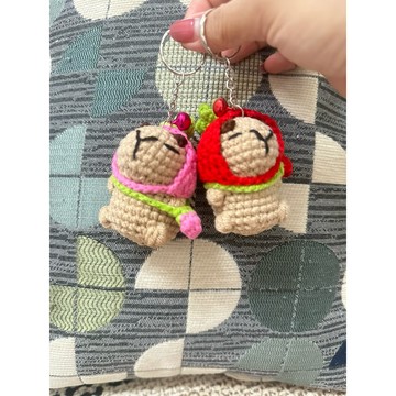 現貨 泰國🇹🇭 手工製作 卡皮巴拉造型 鈎針編織鑰匙圈約 6cm