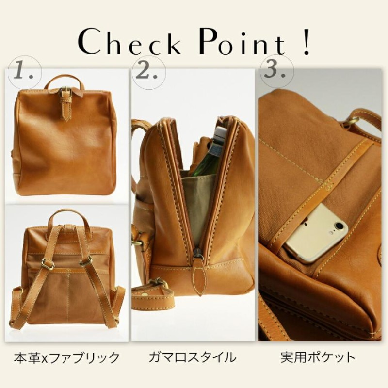 新品 PEAKSPEAK 本革 軽量 がま口 リュック