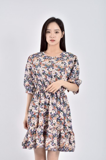 加購優惠(M) 花卉紫色洋裝