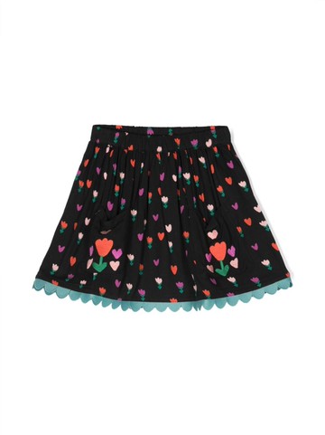 Stella McCartney Kids - floral-print pleated skirt - kids - Viscose/Polyester - 14+ - Black