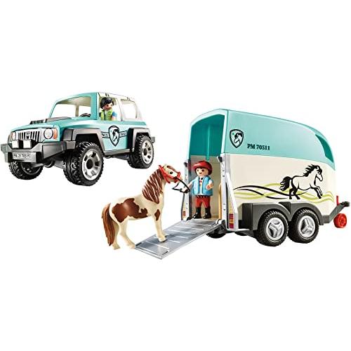 PLAYMOBIL Car with Pony Trailer 平行輸入