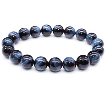 如鴻天然水晶手鏈女士單圈手串藍色虎眼石原礦石頭禮品