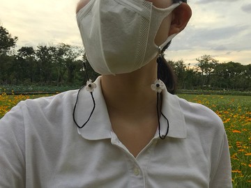 禮物 口罩鍊 minimal flower |Black&White