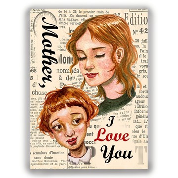 母親節-手繪插畫萬用卡/明信片/卡片/插畫卡-母親我愛妳