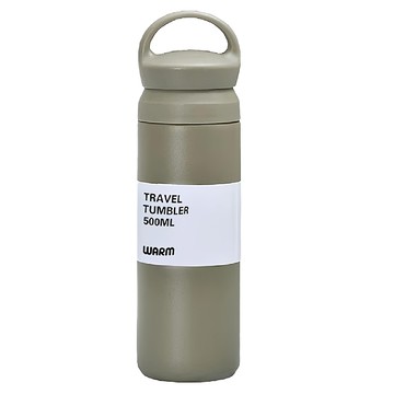 素色不銹鋼提把蓋保溫杯 TRAVEL TUMBLER 500ml  灰色  1個