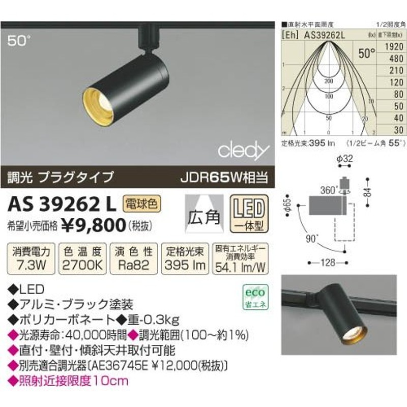 KOIZUMI コイズミ照明 LEDスポットライト プラグ AS39262L 通販 LINEポイント最大0.5%GET | LINEショッピング