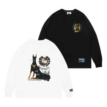 GRAF原創品牌【獵犬之首】Huncho首領嗜血杜賓黑白重磅插肩長袖