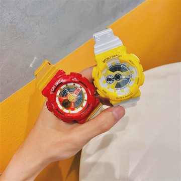 網紅同款多功能運動雙顯電子表初高中學生防水夜光手表韓版獨角獸