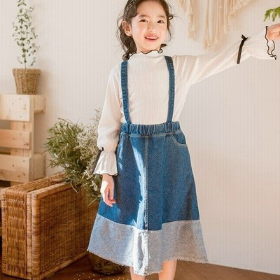 韓国子供服 女の子 洋服 可愛い デニムワンピース キッズ 子ども服 キャミワンピ 綿 デニムスカート サスペンダー付きスカート オーバーオール 通販 Lineポイント最大get Lineショッピング