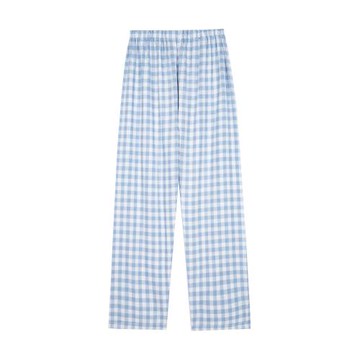 日式專柜全棉睡褲女雙層紗純棉家居褲男格子法蘭絨長褲春夏秋冬款
