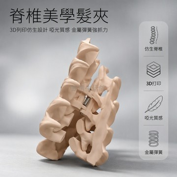 台灣出貨✨ 脊椎造型抓夾 3D打印材質 啞光質感 金屬彈簧 盤髮固定 女性日常髮飾 仿生設計