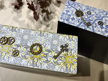 六格盒 花磚 蝶古巴特 紙藝拼貼 分隔盒 置物盒 收納