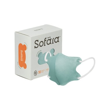 Sofara舒芙氧 迷你幼立體空氣口罩30入-綠湖藍(1-3歲)