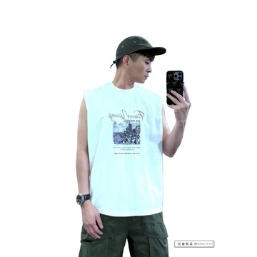『老爺有喜』重磅Young素描海景棉質背心(NOF2405S8004)-白