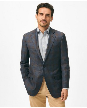 Brooks Brothers Men's Traditional Fit Checked Sport Coat in Wool | Blue | Size 42 Long