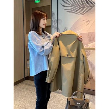 春季女款小個子減齡漂亮洋氣小香風中長款卡其色風衣薄外套春秋款