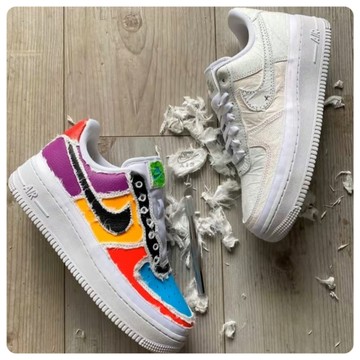 【逢甲 FUZZY】W Nike Air Force 1 LX 撕撕樂 彩色 全白 CJ1650-100