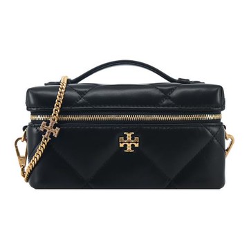 TORY BURCH KIRA 鑽石菱格紋吊墜化妝盒包(黑)