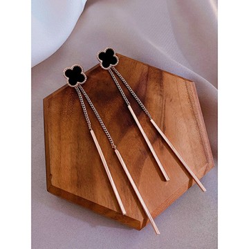 韓國氣質網紅流蘇長款純銀耳釘耳飾四葉草耳線年新款潮耳環女