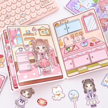 台灣出貨🚚安靜書免剪閨蜜玩具女孩子6到12歲免剪便宜貼紙禮物diy手工製作書