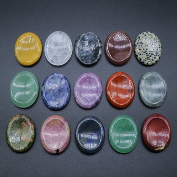 KS--1694--45*35mm--worry stone 忘憂石 水晶瑪瑙橢圓凹槽拇指石 多種材質冥想療愈石