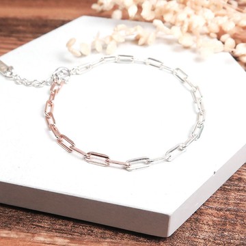 雙色長方手鍊 玫瑰色 925純銀手鍊