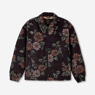 Roots中性-FLORAL JACQUARD 外套 (黑咖啡色)
