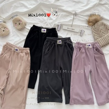 🌈✨mix1001 厚 紫愛心貼布小標籤寬褲✨兒童舒適寬褲 5-17