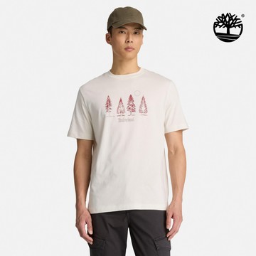 Timberland 男款白色松樹圖案短袖T恤|A2D1ZCM9