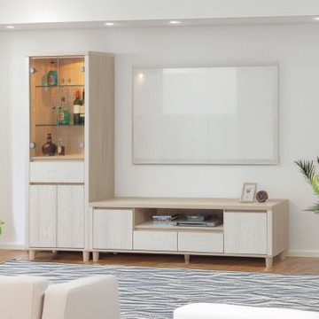 文創集   盧克2.2尺四門單抽展示櫃(內置LED氛圍燈) -67x40x186cm免組