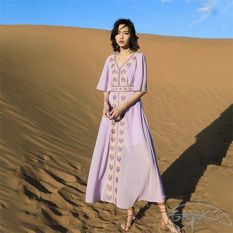 痩せ 春服 ワンピース 海デート 花刺繍ワンピ 新品 春物 ワンピース レディース 森ガール ナチュラル ロング レディース きれいめ 大人 通販 Lineポイント最大get Lineショッピング