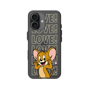 iPhone 17 Clear (相機按鈕) 酷墨灰 - 湯姆貓與傑利鼠 Tom and Jerry - 傑利鼠愛心