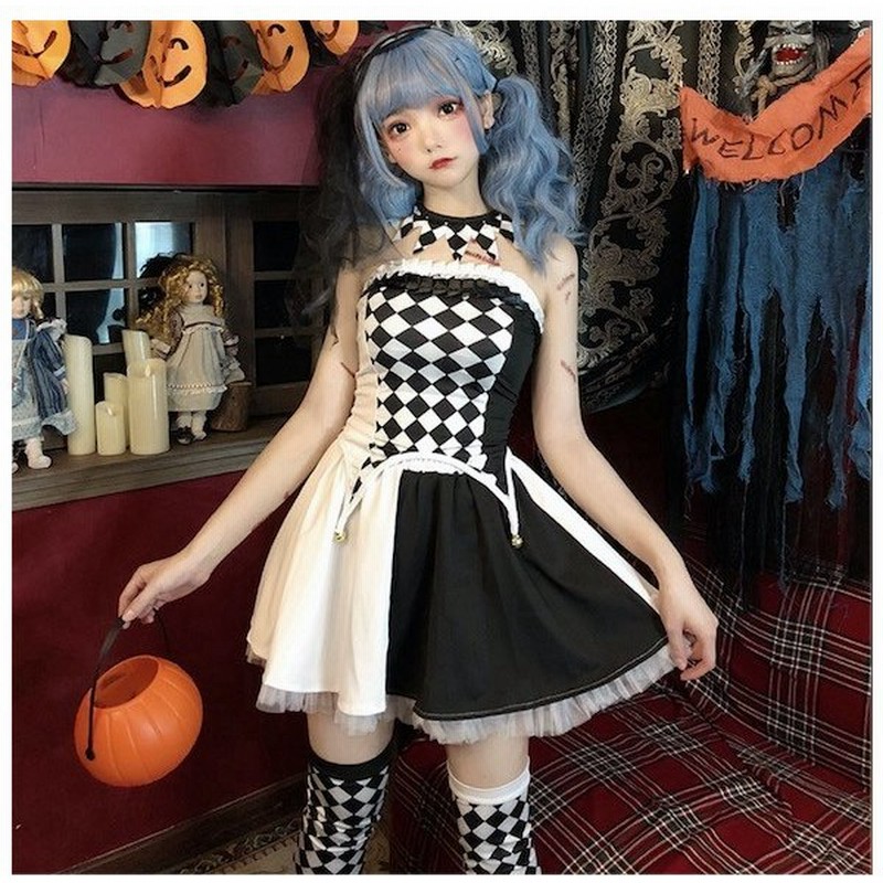 ハロウィン ピエロ 魔法 コスプレ コスチューム レディース 女性用 女の子 ジュニア 仮装 ダンス衣装 パーティー 結婚式 二次会 ミニドレス 袖なし二枚送料無料 通販 Lineポイント最大get Lineショッピング