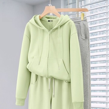 愛依依 套裝 衛衣外套 長褲 S-2XL新款運動套裝短版衛衣外套開春穿搭一整套-10528.