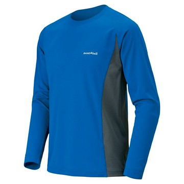 ├登山樂┤Mont-Bell  Cool L/S T M'S 男款排汗長上衣  藍/灰 # 1114121PRBL