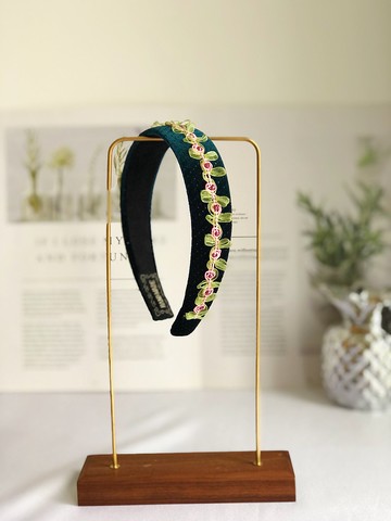 原創墨綠色花朵髮箍