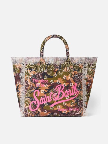 MC2 Saint Barth Vanity Canvas Shoulder Bag With Bandanna Camouflage Print