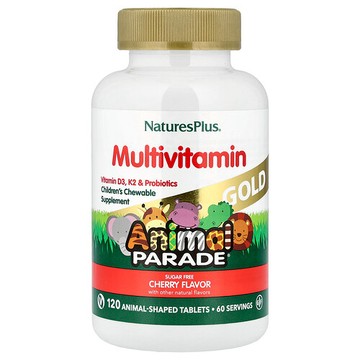 NaturesPlus, Animal Parade® Gold，兒童多維生素咀嚼片，櫻桃味，120 片動物狀片劑