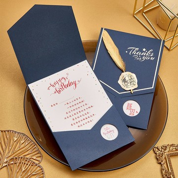 定製生日賀卡新年古風高檔燙金商務公司企業員工高級祝福卡片批發