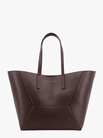 Leather shoulder bag with frontal logo - BRUNELLO CUCINELLI - gender_Woman