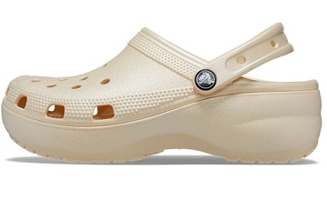 WMNS CROCS CLASSIC CLOG PLATFORM SHIMMER VANILLA