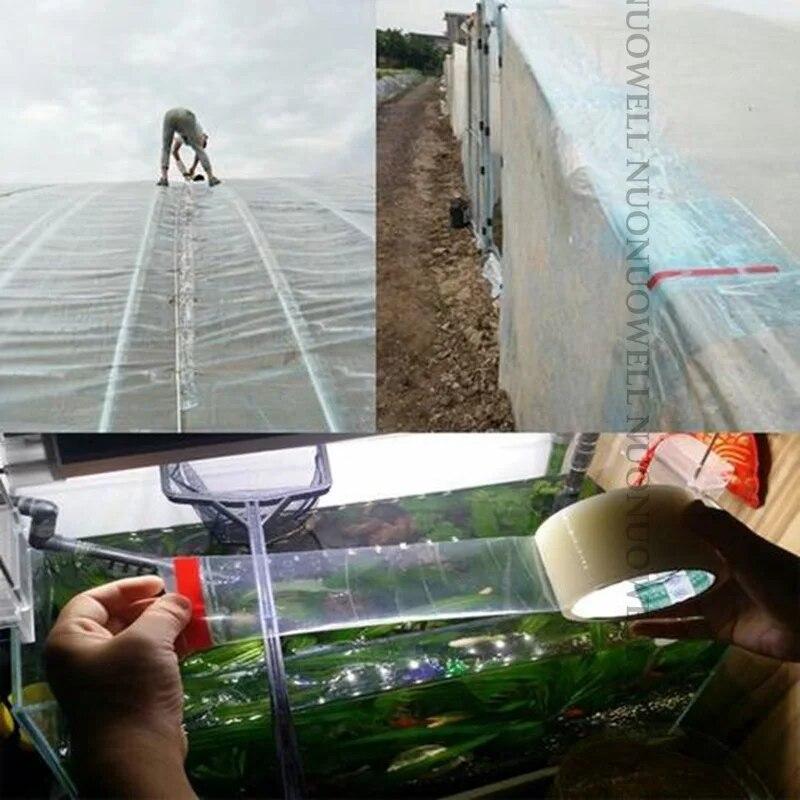 ロール 〜 30 cm × 10 メートル透明温室フィルム修理テープ耐紫外線農業ガーデンフィルム修理粘着テープ小屋テープ