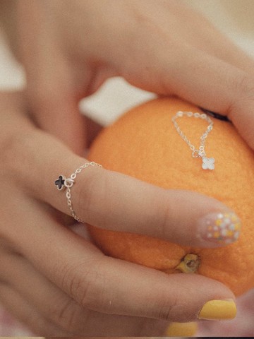 Clover Pendant Silver Chain Ring (925s)