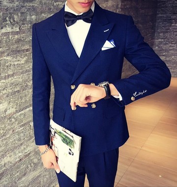 FINDSENSE品牌 韓國男 刺繡 西裝外套穿搭 兩件式套裝 成套西裝 西裝修身 外套+褲子