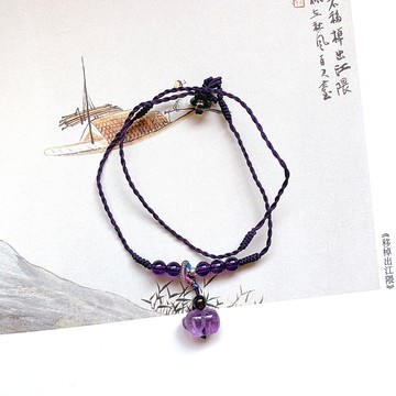 手作 窗前有紫云。天然紫水晶復古編織手繩 文藝學業簡約工作手鏈