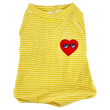 SassyDog 保暖衣  14號  條紋愛心 黃色  2件