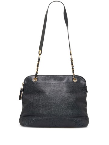 CHANEL Pre-Owned - 1996–1997 Triple CC zipped shoulder bag - women - Leather/Fabric - One Size - Black